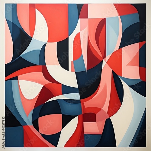 An abstract red and blue design, in the style of iterative patterns