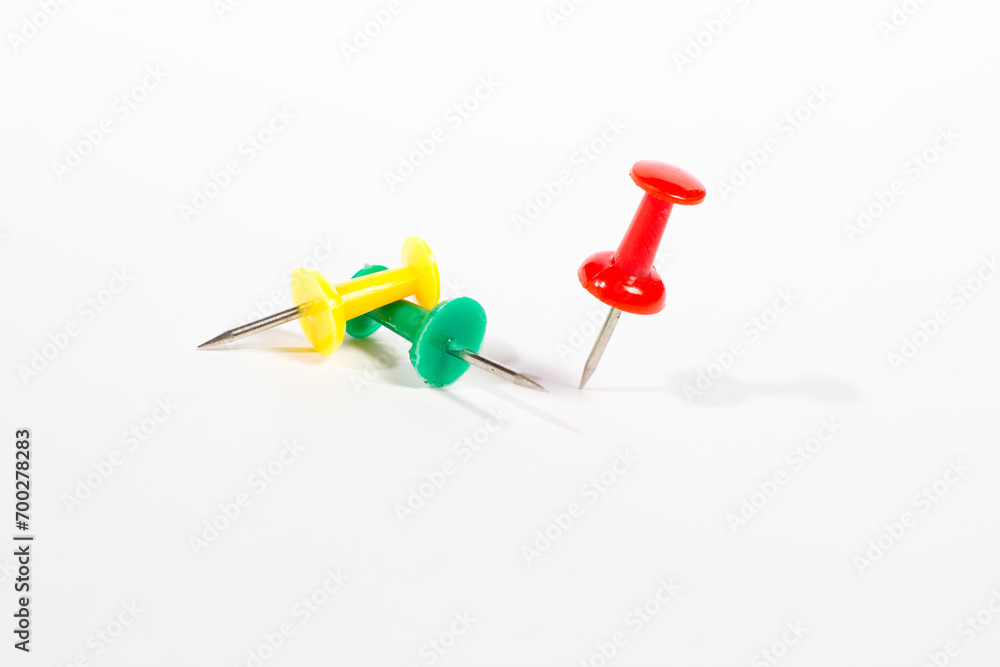 Push pin on white background Push pin on white background