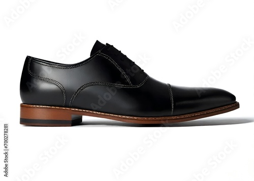 men's classic black leather shoes on isolated or white background