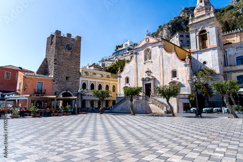Piazza IX Aprile elegant square located in the center of Taormina is famous for the spectacular sea views from its belvedere photo