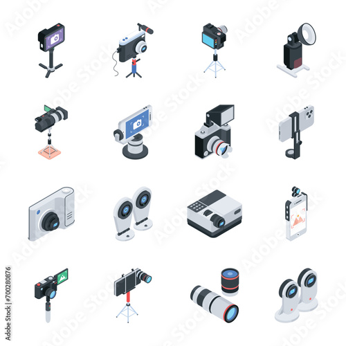 Isometric Icons Depicting Shooting Accessories 

