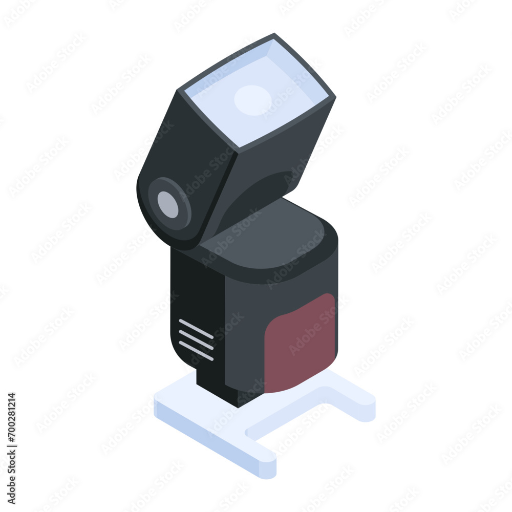 Trendy isometric icon of a digital camera Trendy isometric icon of a digital camera
