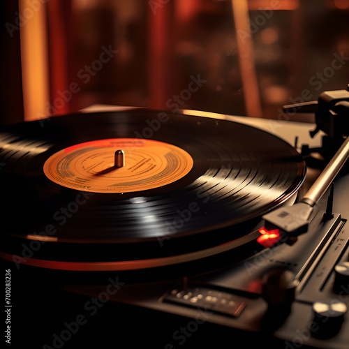 Record player with blur background