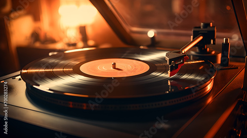 Record player with blur background