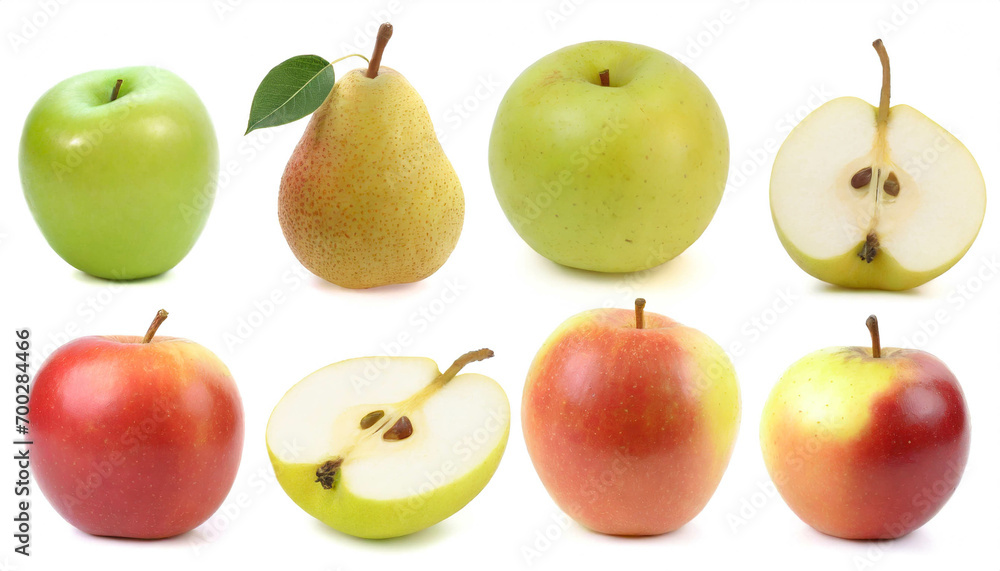 Apfel und Birne Collection isoliert auf weißen Hintergrund, Freisteller Apfel und Birne Collection isoliert auf weißen Hintergrund, Freisteller