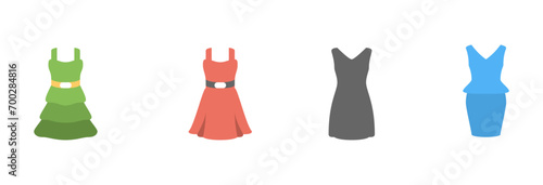 Skirt Women's cloths icon set. Vector Illustration