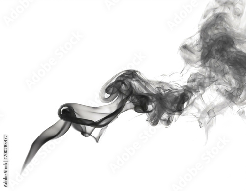 schwarzer Rauch isoliert auf weißem Hintergrund, Freistelle photo
