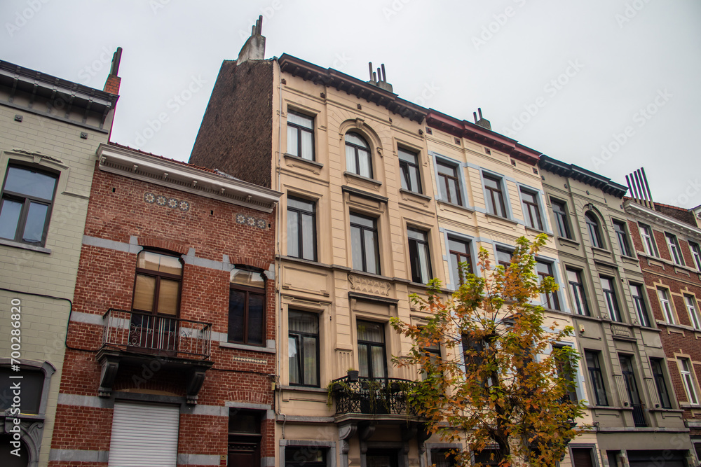 Fototapeta premium Typical Belgian colorful architecture and Flemish stile of houses and buildings, Belgium, Brussels
