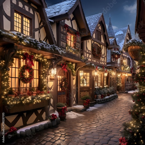Christmas decorations in the old town of Rothenburg ob der Tauber © Iman