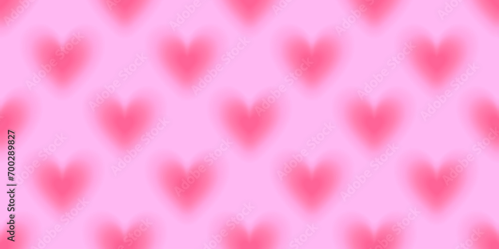 Valentines Day seamless pattern in 90s style.Romantic vector illustration in y2k aesthetic with pink blurred hearts.Modern wallpaper for smm,fabric,invitations,prints,promo offers. Valentines Day seamless pattern in 90s style.Romantic vector illustration in y2k aesthetic with pink blurred hearts.Modern wallpaper for smm,fabric,invitations,prints,promo offers.