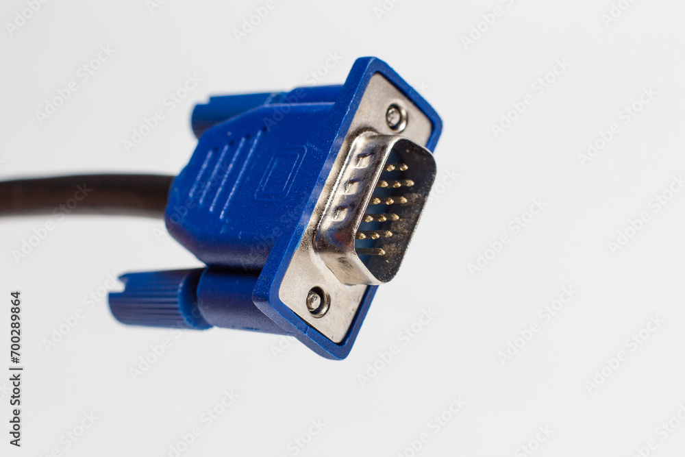 Video connector for a computer on a white background, connecting a computer Video connector for a computer on a white background, connecting a computer