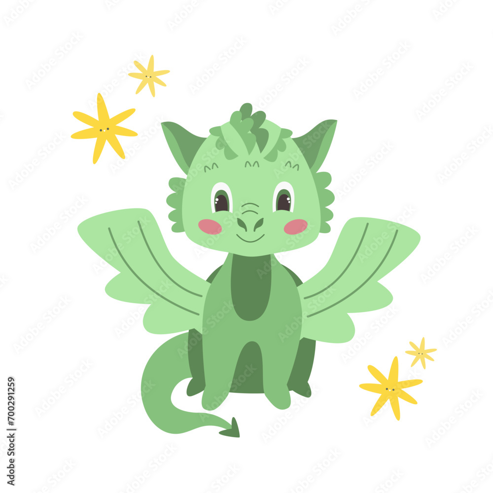 Dragon in a cute cartoon style, Chinese New Year 2024 symbol, Lunar New Year Dragon. Vector illustration. Dragon in a cute cartoon style, Chinese New Year 2024 symbol, Lunar New Year Dragon. Vector illustration.