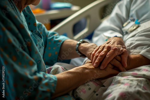 Wallpaper Mural Relative comforting elderly patient in hospital during difficult times.
 Torontodigital.ca