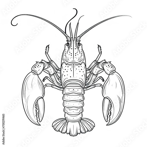 Minimalistic Cute Lobster Full Body Line Art