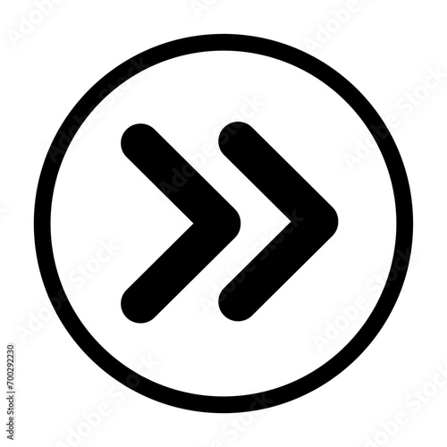 Fast forward icon button multimedia next media player double arrows isolated on white background vector design