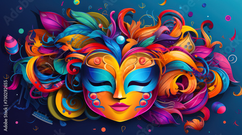 Carnival masquerade and music festival, abstract and colorful design