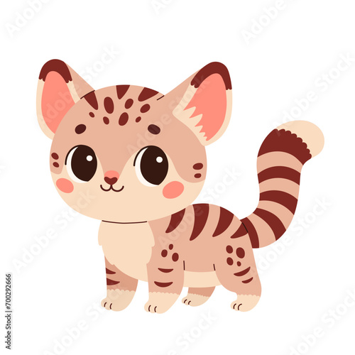 Cute cartoon geneta vector childish vector illustration in flat style. For poster, greeting card and baby design. photo