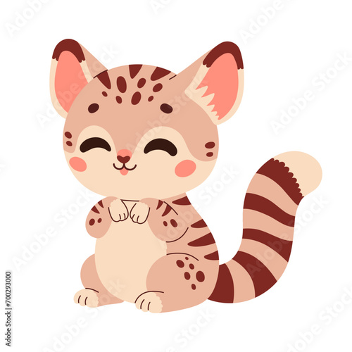 Cute cartoon geneta vector childish vector illustration in flat style. For poster, greeting card and baby design. photo