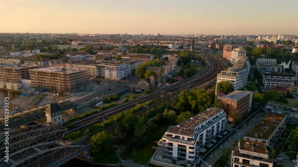 Techno club ost renate city Berlin Germany. Nice aerial top view flight drone Techno club ost renate city Berlin Germany. Nice aerial top view flight drone