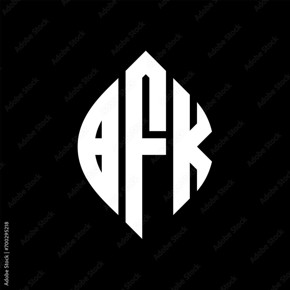 BFK circle letter logo design with circle and ellipse shape. BFK ellipse letters with typographic style. The three initials form a circle logo. BFK Circle Emblem Abstract Monogram Letter Mark Vector. BFK circle letter logo design with circle and ellipse shape. BFK ellipse letters with typographic style. The three initials form a circle logo. BFK Circle Emblem Abstract Monogram Letter Mark Vector.