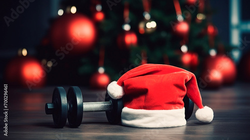santa claus with dumbbell