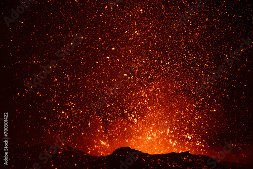 Eruptive vent with lava emis at the top of the Etna volcano photo