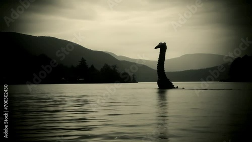 Loch Ness monster illustration vintage found footage animation photo