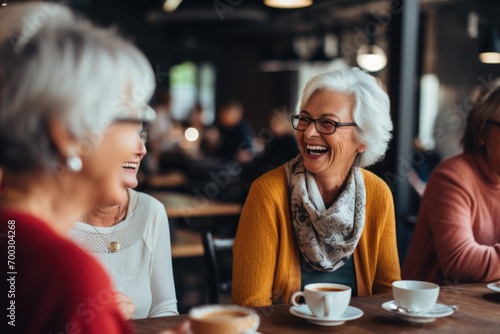 Senior Women Sharing Laughs Over Coffee in a Cafe