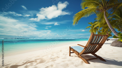 Relaxing beach chair tropical paradise travel vacation beautiful view  © Johannes