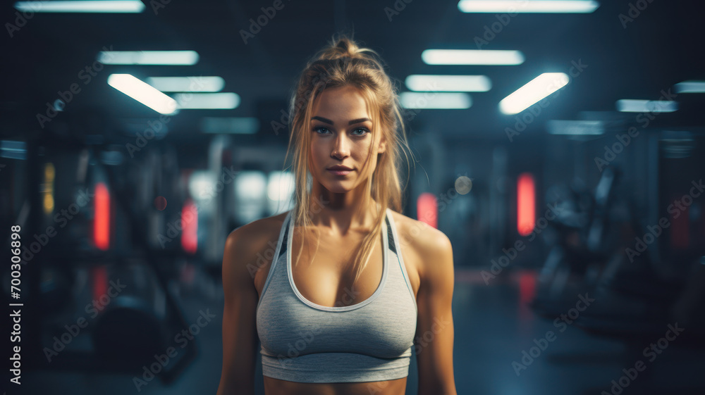 Fototapeta premium Fit and Healthy: Woman Working Out in Fitness Center