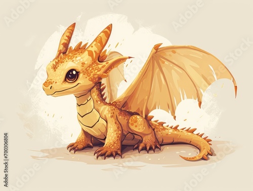 Cute cartoon dragon. illustration of fantasy animal. Cartoon dragon. Generative AI