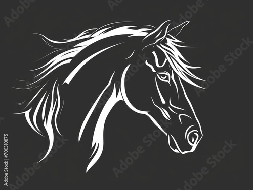 Horse head silhouette on black background. illustration for your design Generative AI