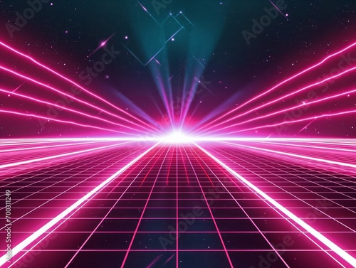 abstract futuristic background with glowing lines and grid. 3d rendering Generative AI