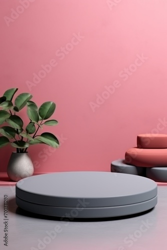 Minimal mockup scene 2d studio stand platform able to loop seamless Trendy color