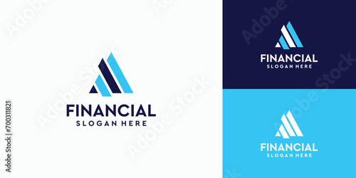 Financial graph pyramid triangle logo design