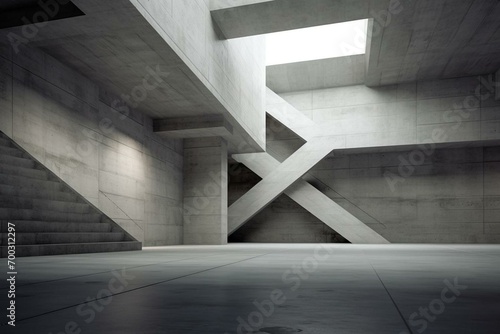 Abstract concrete interior, architectural backdrop. Generative AI