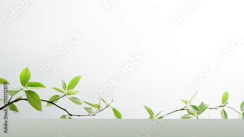  a branch of a tree with green leaves on a white background with copy - up space for text or image. © Olga