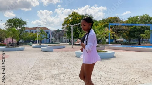 Cuban dancers rehearses in a park in Santiago de Cuba
