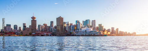 Canada Place and Downtown City Buildings in Coal Harbour, Vancouver, BC, Canada