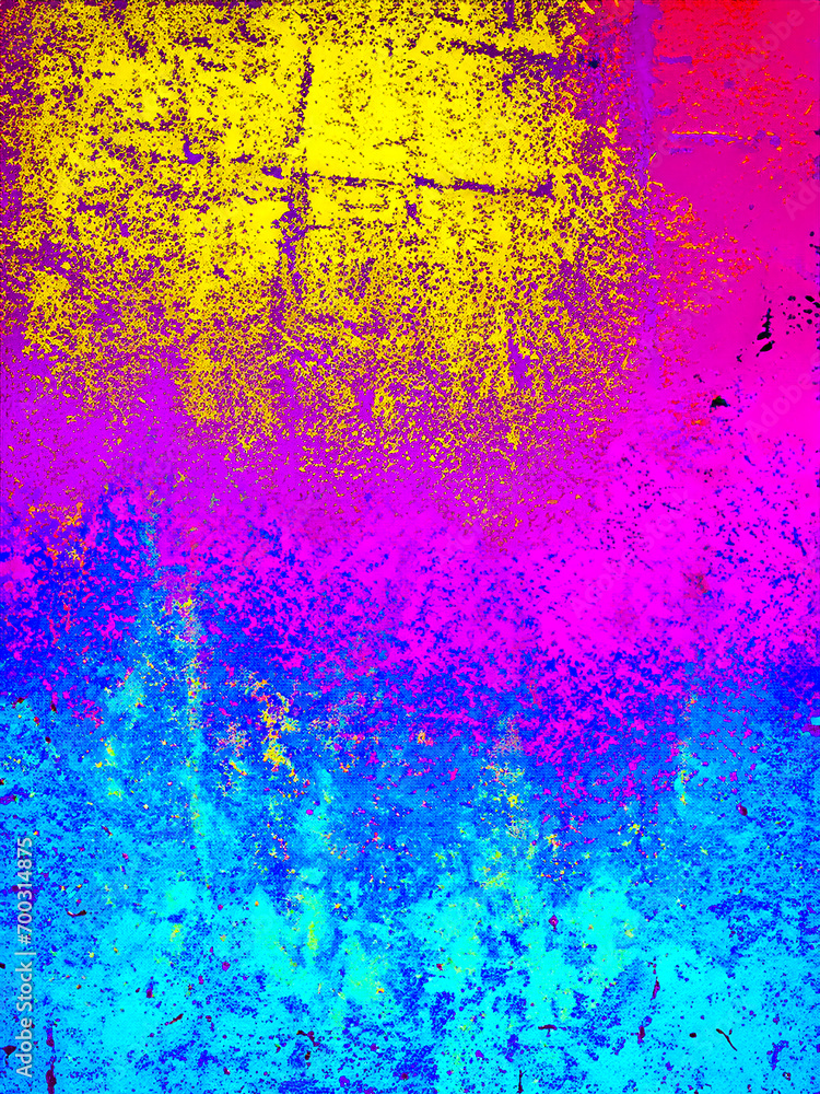 Vertical grunge texture background in  yellow, pink and blue.