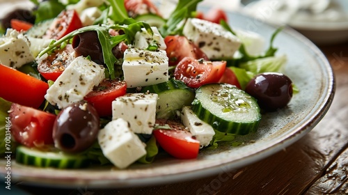 greek salad with feta  olives and cucumber