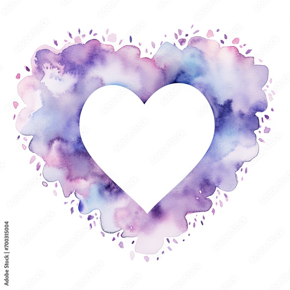 Watercolor heart clipart, white isolated background