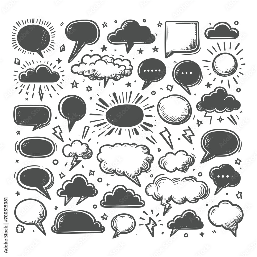 logo vector hand drawn speech bubbles set logo vector hand drawn speech bubbles set