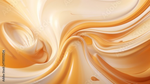  a close up view of a yellow and white liquid swirl design on the surface of a liquid filled with yellow and white liquid.