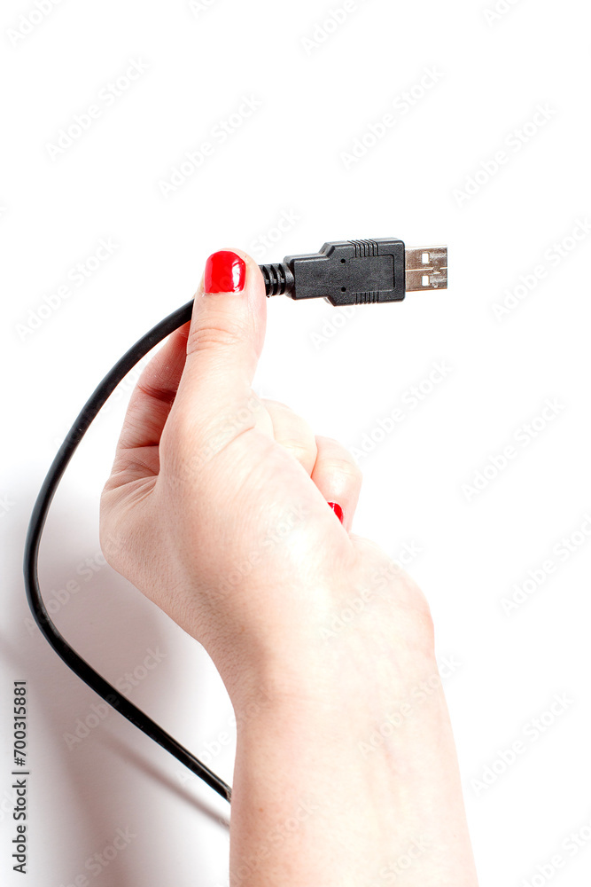 USB cable in hand USB cable in hand