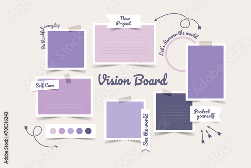 Vector photo collage template moodboard pictures grids vector illustration, vision board	
