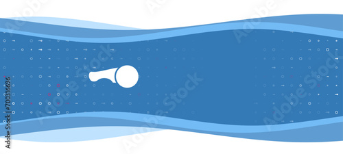 Blue wavy banner with a white angle grinder symbol on the left. On the background there are small white shapes, some are highlighted in red. There is an empty space for text on the right side © Alexey