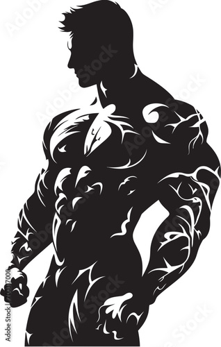 Carbon Craftsmanship Full Body Black Vector Icon for Fitness Icons Monolithic Physique Full Body Black Vector Logo for Powerhouses