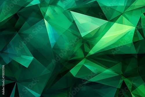 Abstract green background with geometric angles, diagonals, and triangles. Generative AI