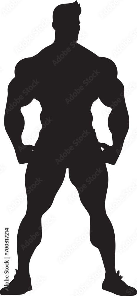 Mighty Monochrome Bodybuilders Iconic Emblem The Onyx Atlas Full Body Black Vector Symbol